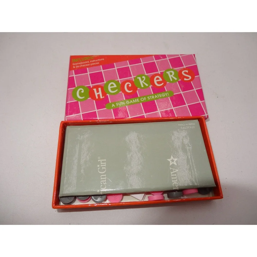 American Girl Doll Checkers Game Set Pink Grey Board Pieces 0743CTP2